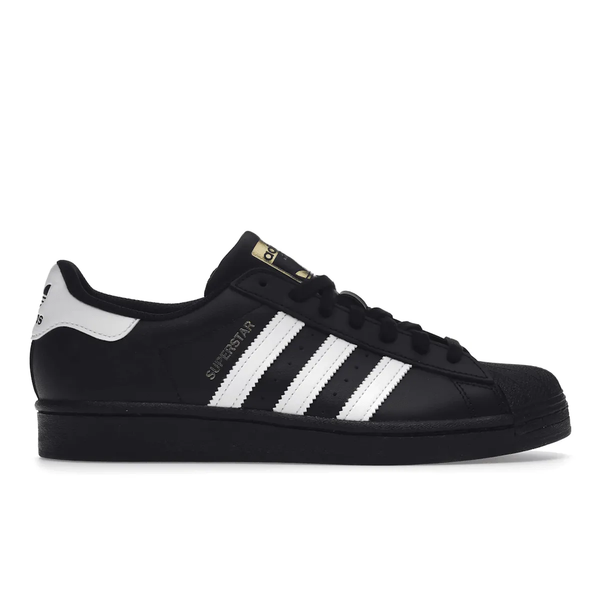 Adidas Superstar Core Black Cloud White Gold Soft Walk foot strength