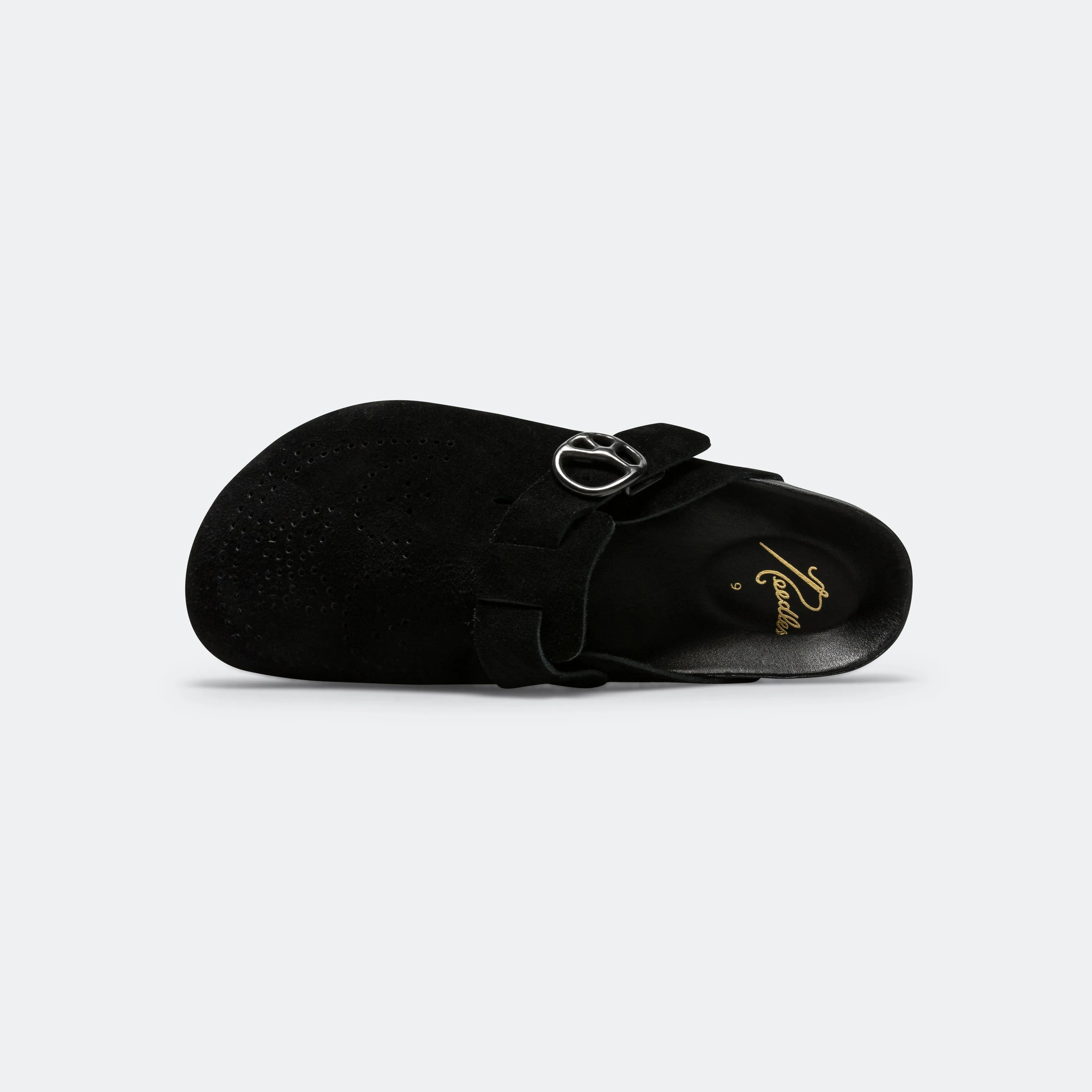 Slip On Style Clog Sandal - Black Suede Leather