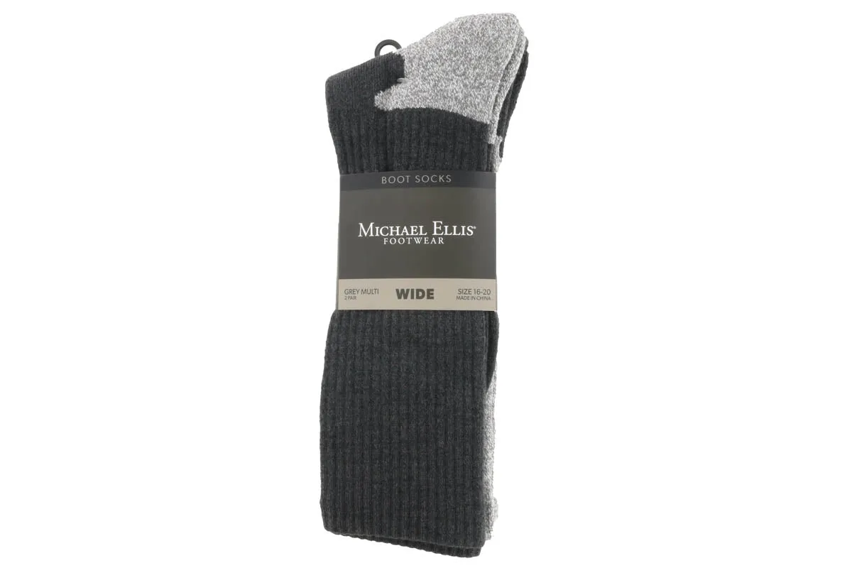 Chic Design Michael Ellis BIG Work Boot & Hiking Socks Grey 2-Pack - Wide