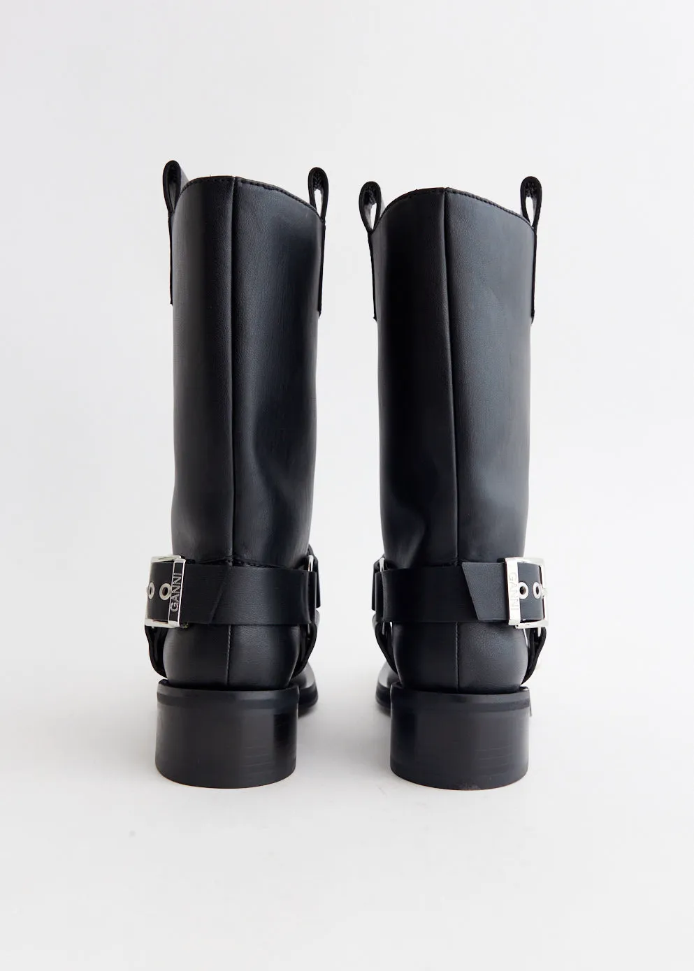 Mules style Smooth   surface Biker Tubular Mid Shaft Boots