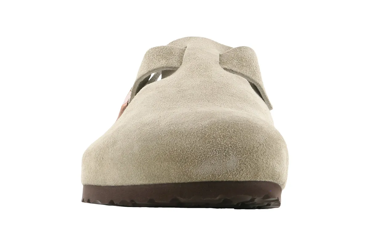 Relax Fit Birkenstock Boston Soft Footbed Suede Leather Taupe
