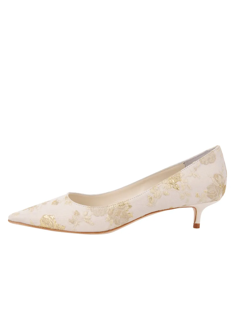All-day breathability Bryn Kitten Heel Brocade