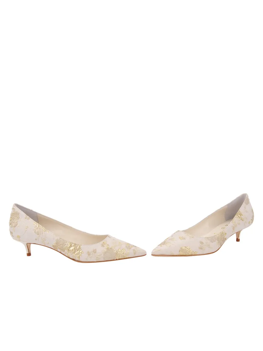 modernized Bryn Kitten Heel Brocade