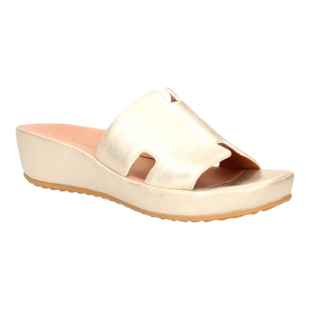 fade-resistant Breathable Catiana Slip on Sandal - Gold Stardust Suede