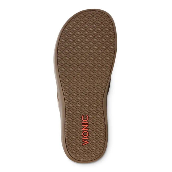 Womens Vionic Tide II Toe Post Sandal Bronze Canvas Upper Compact Fit