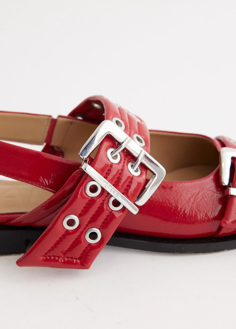 Chunky Buckle Ballerinas Lift Step Travel Ease