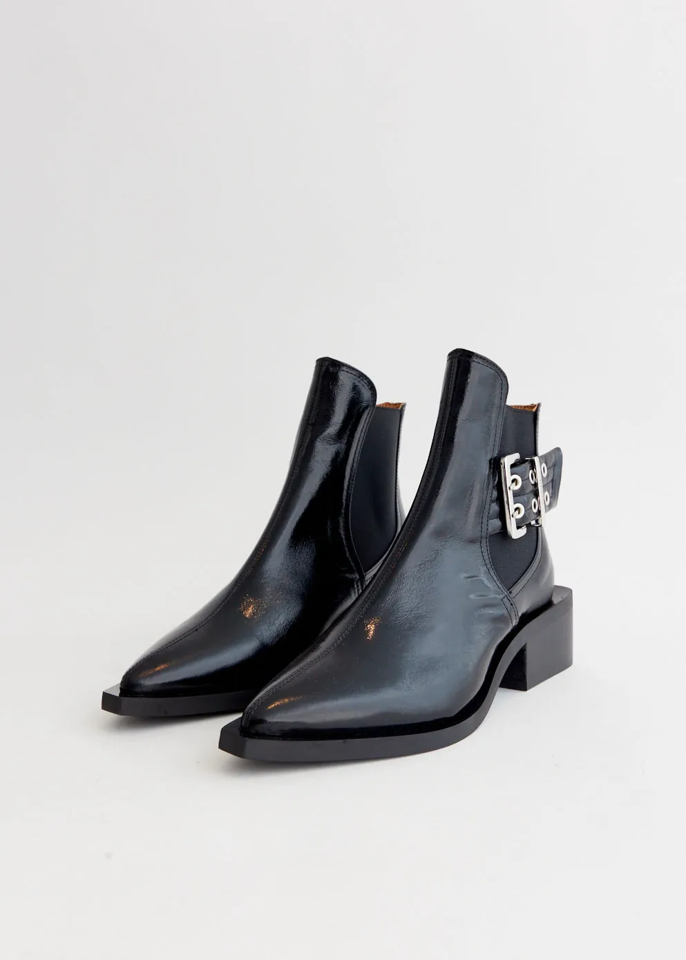 Basic Design Chunky Buckle Chelsea Boots