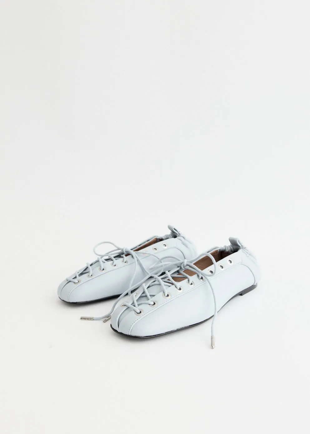 Eyelets Lace Up Ballerinas Shoe Fashion Buckle Detail