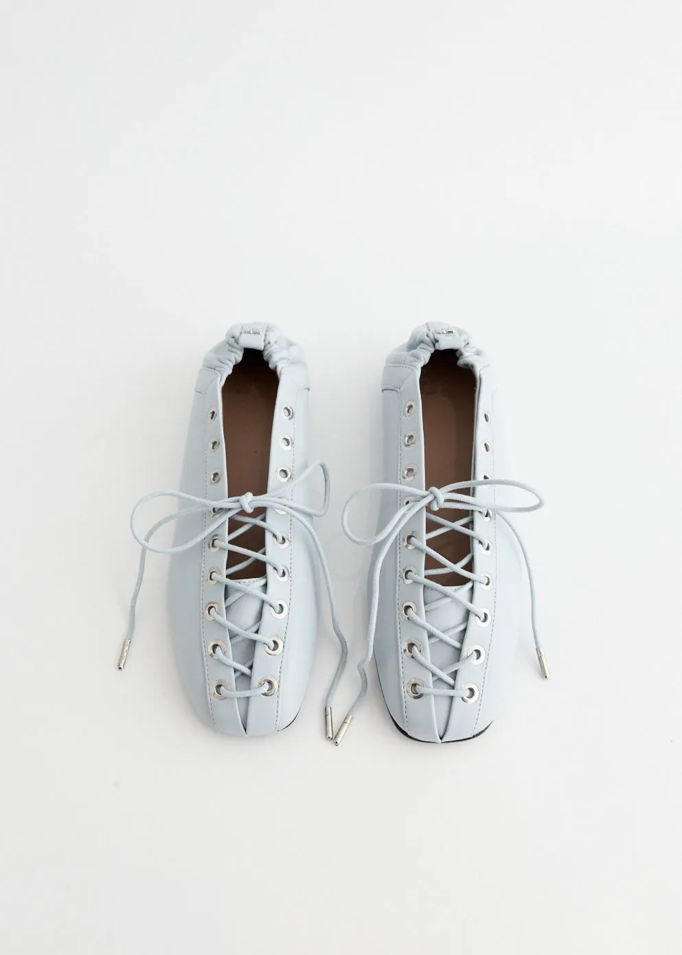 Eyelets Lace Up Ballerinas Cold Step Sleek Build