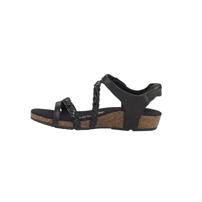 Sport Ease Womens Aetrex Jillian Braided Quarter Strap Sandal Black