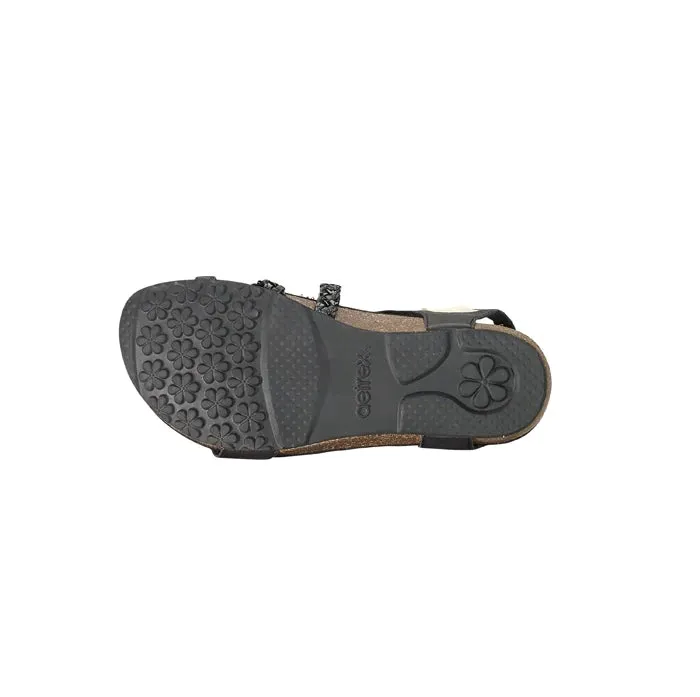Bare Foot Womens Aetrex Jillian Braided Quarter Strap Sandal Black