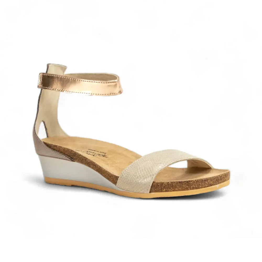 warm - weather Pixie Sandal (5016) -  Beige Lizard / Silver / Rose Gold