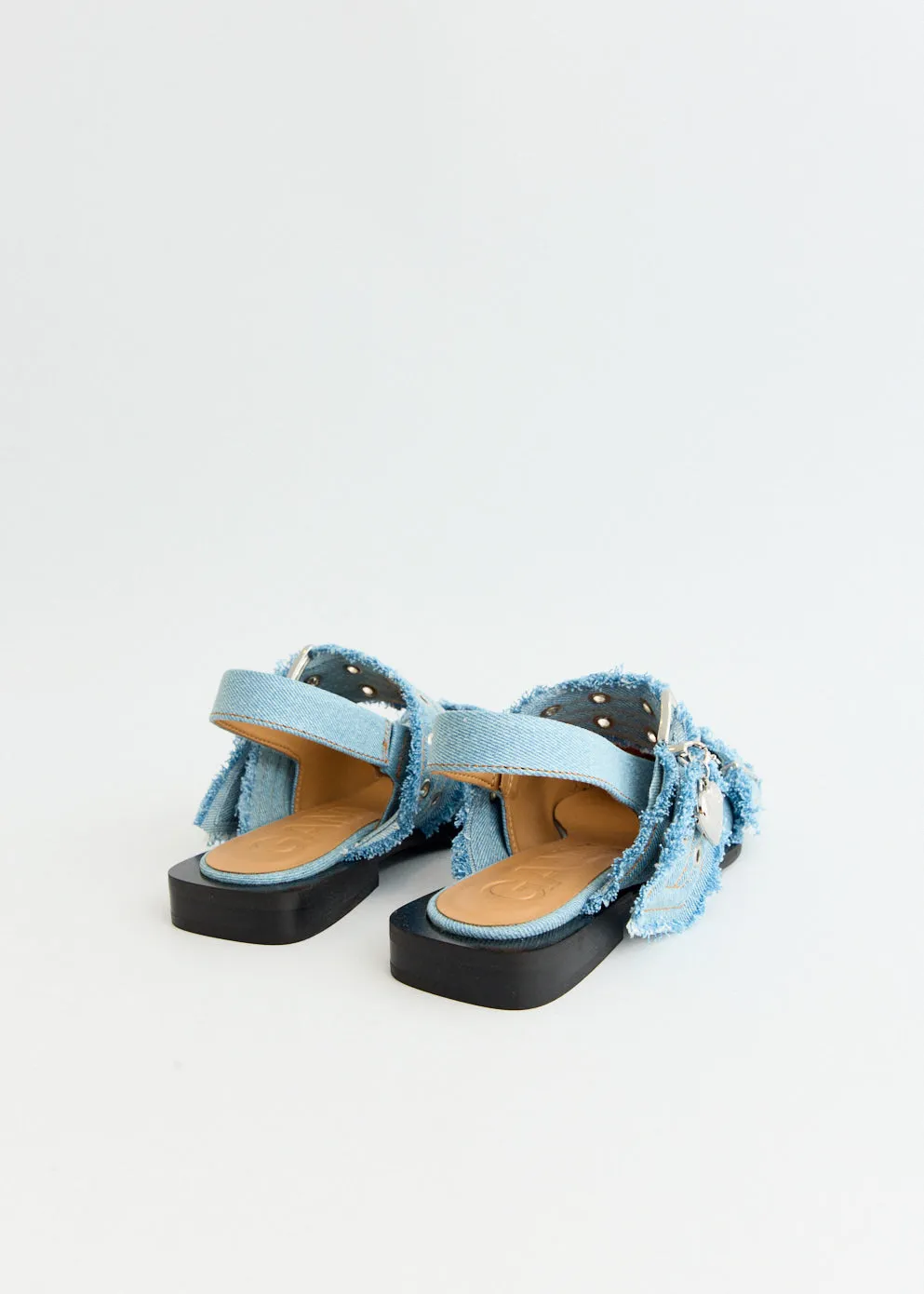 Denim Charms Feminine Buckle Ballerinas Relax Step