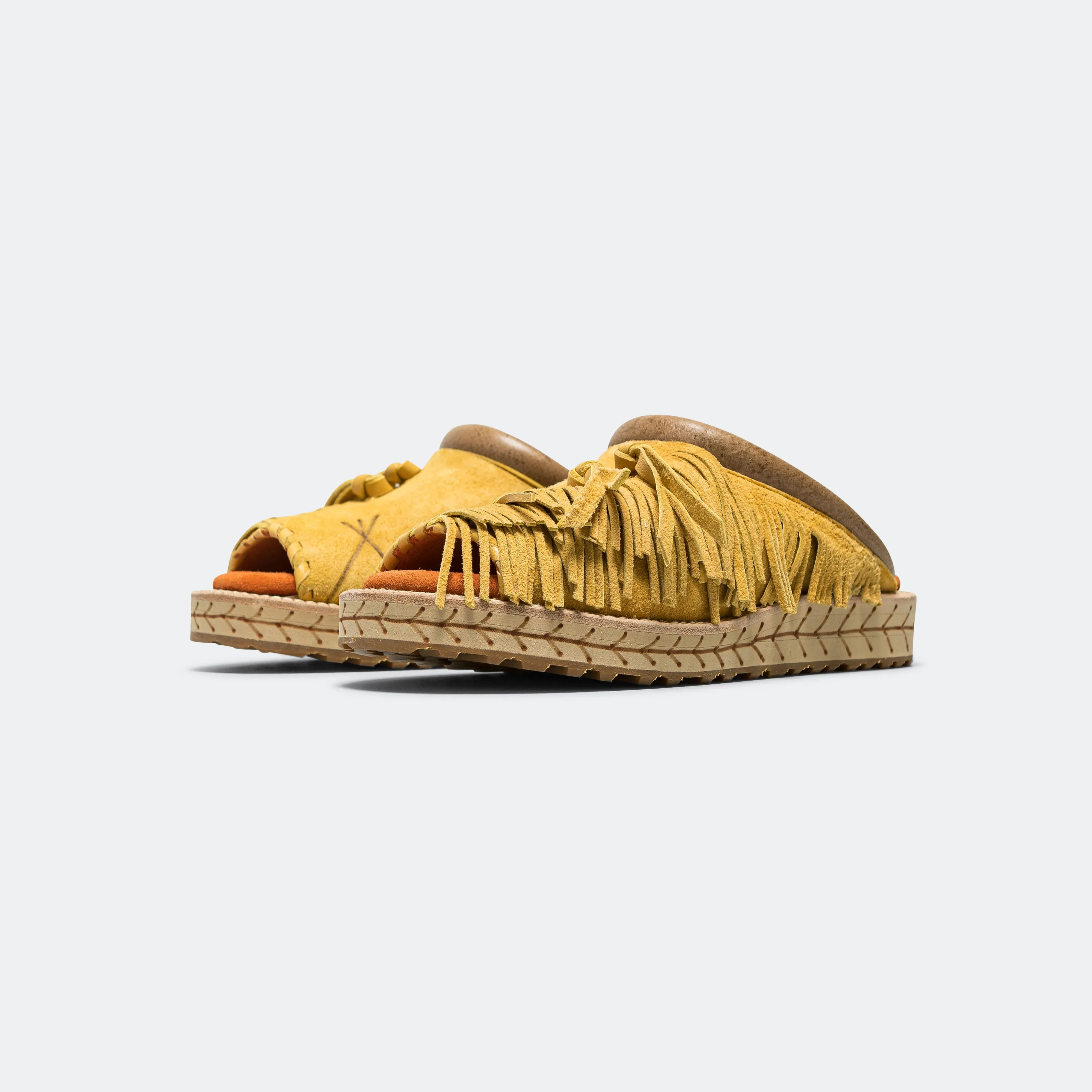 Simple Slip Casual Summer Shoes Deer Leather Pueblo Sabot - Yellow