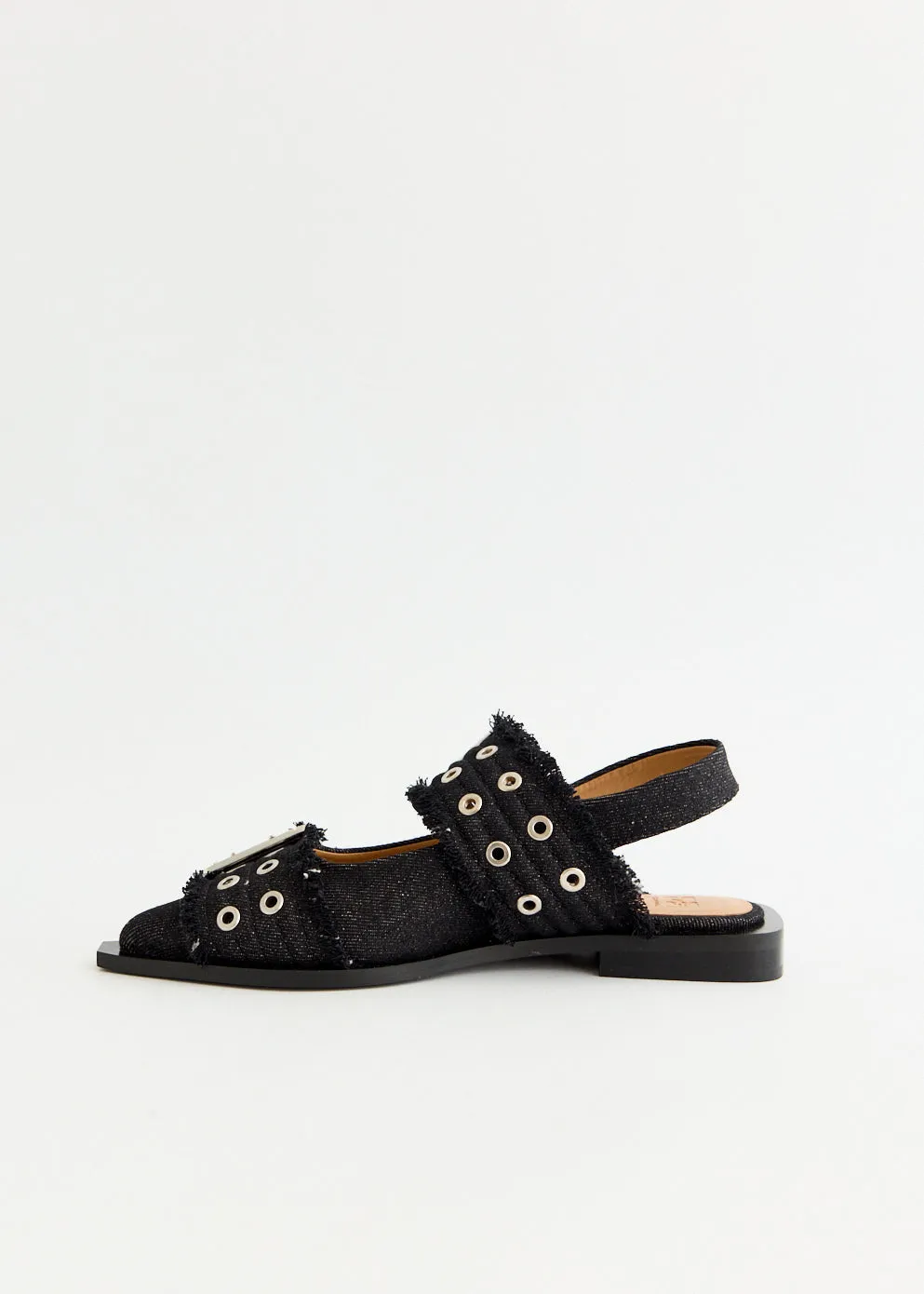 Walking Essential Denim Feminine Buckle Ballerinas