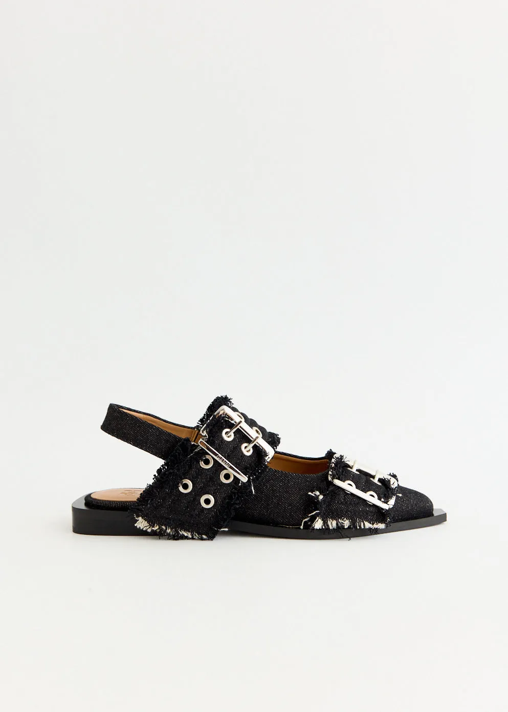 Denim Feminine Buckle Ballerinas Eco Materials FlexibleOutsole