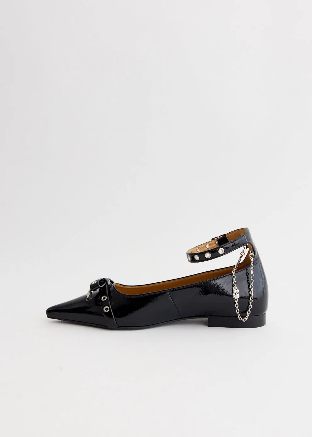 Smooth Step Eyelets Jewel Ballerinas
