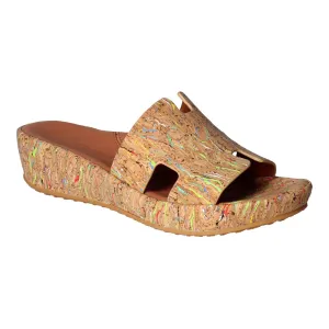 Catiana Slip on Sandal - Bright Multi Cork Pump
