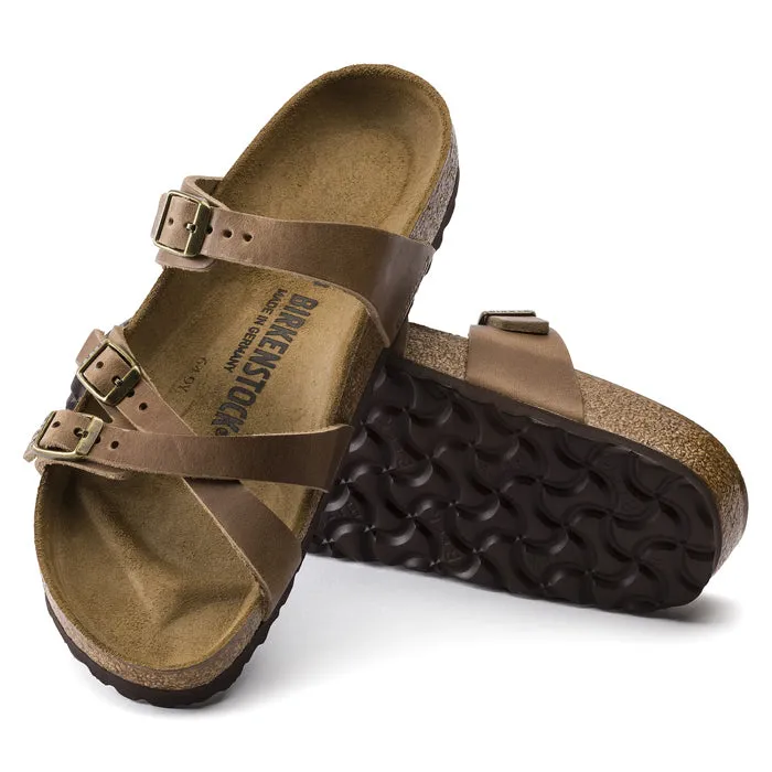 Cushioned Light sandals Womens Birkenstock Franca Oiled Narrow Tobacco