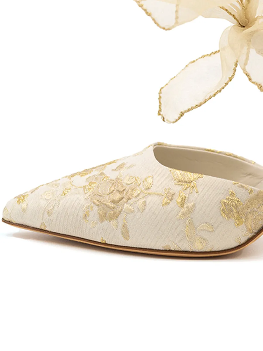 Handmade unisex - style Elvie Pointed Toe Pump Brocade