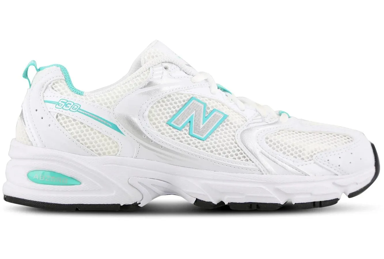 New Balance 530 White Teal Puncture Resistant Plate