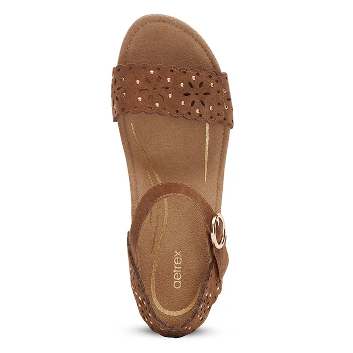 Womens Aetrex Sydney Cutout in Scotch Comfy Shoes Trail Friendly