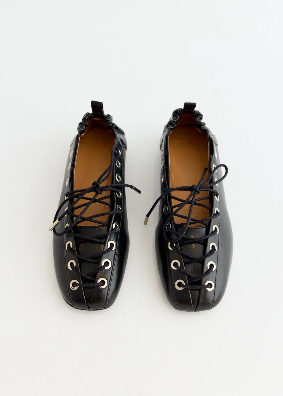 Eyelets Lace Up Ballerinas Travel Essential Form Fit