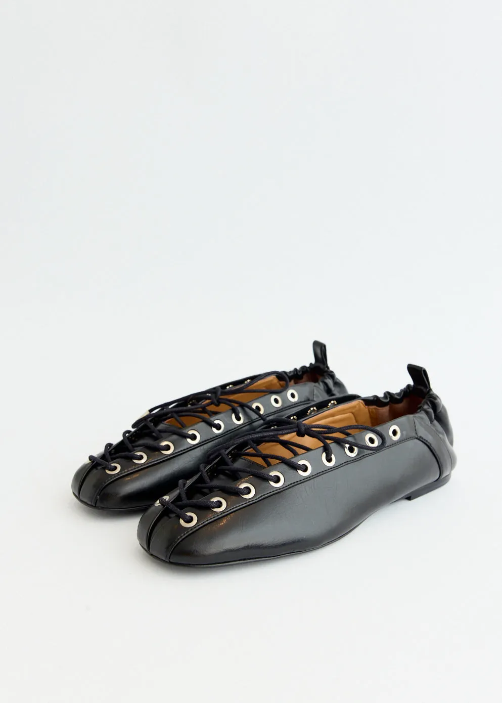 Eyelets Lace Up Ballerinas Quick On Quilt Warm