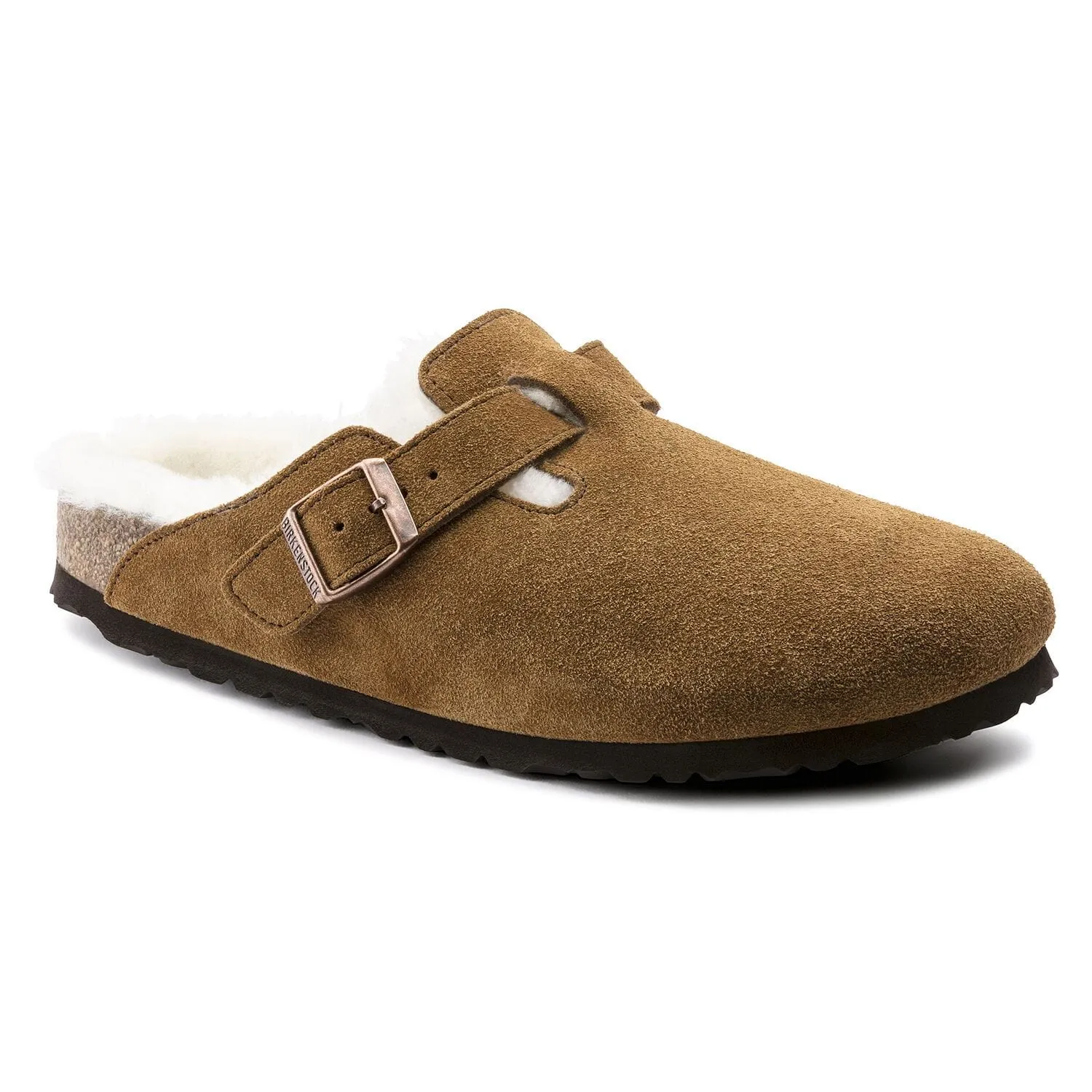Elevated durability buckle Boston Shearling Clog