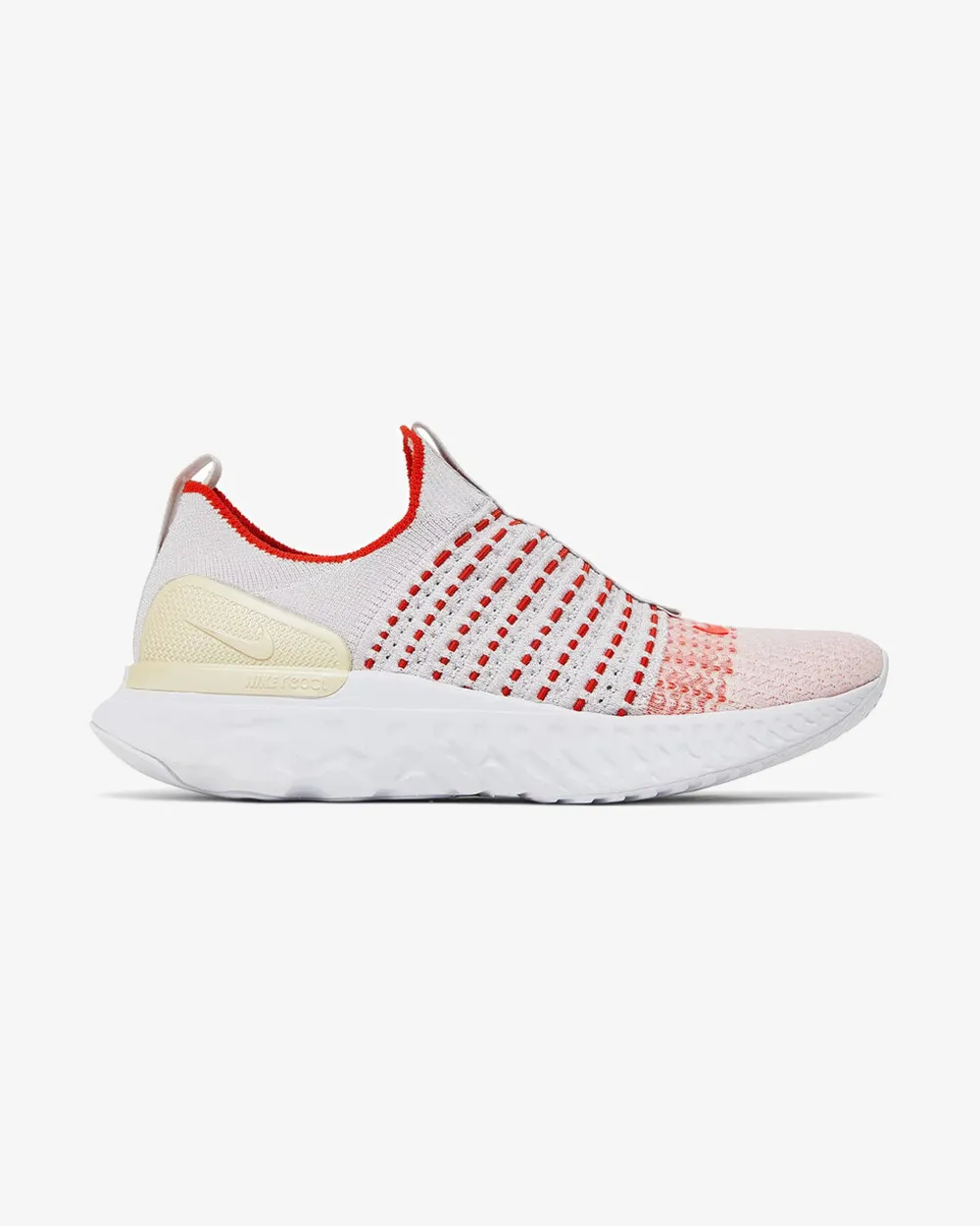 NIKE REACT PHANTOM RUN FLYKNIT 2 VAST GREY FIRE PINK TEAM ORANGE Non slip grip Dry Comfort
