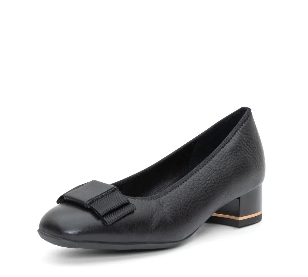 Fine Shade Garnet Women's Bow Block Heel Pump 35mm - Black