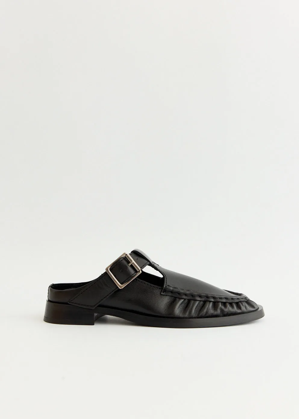 Gianna Buckled Mules Stretch Material Running Errands