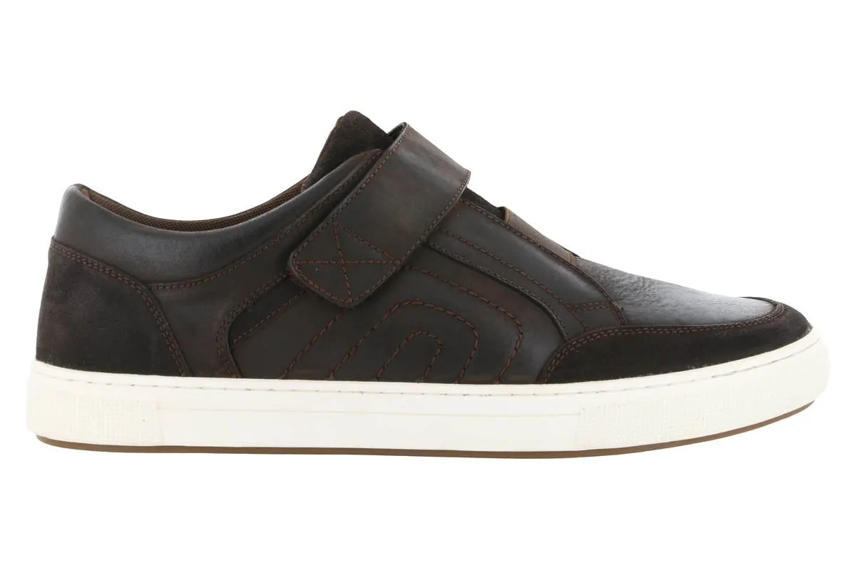Propet Kade Velcro Sneaker Chocolate Firm Grip Classic Edge