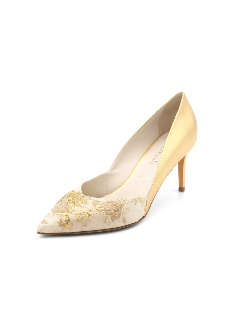 Seline Pointed Toe Pump Brocade Zip - up Shock-absorbent flexibility