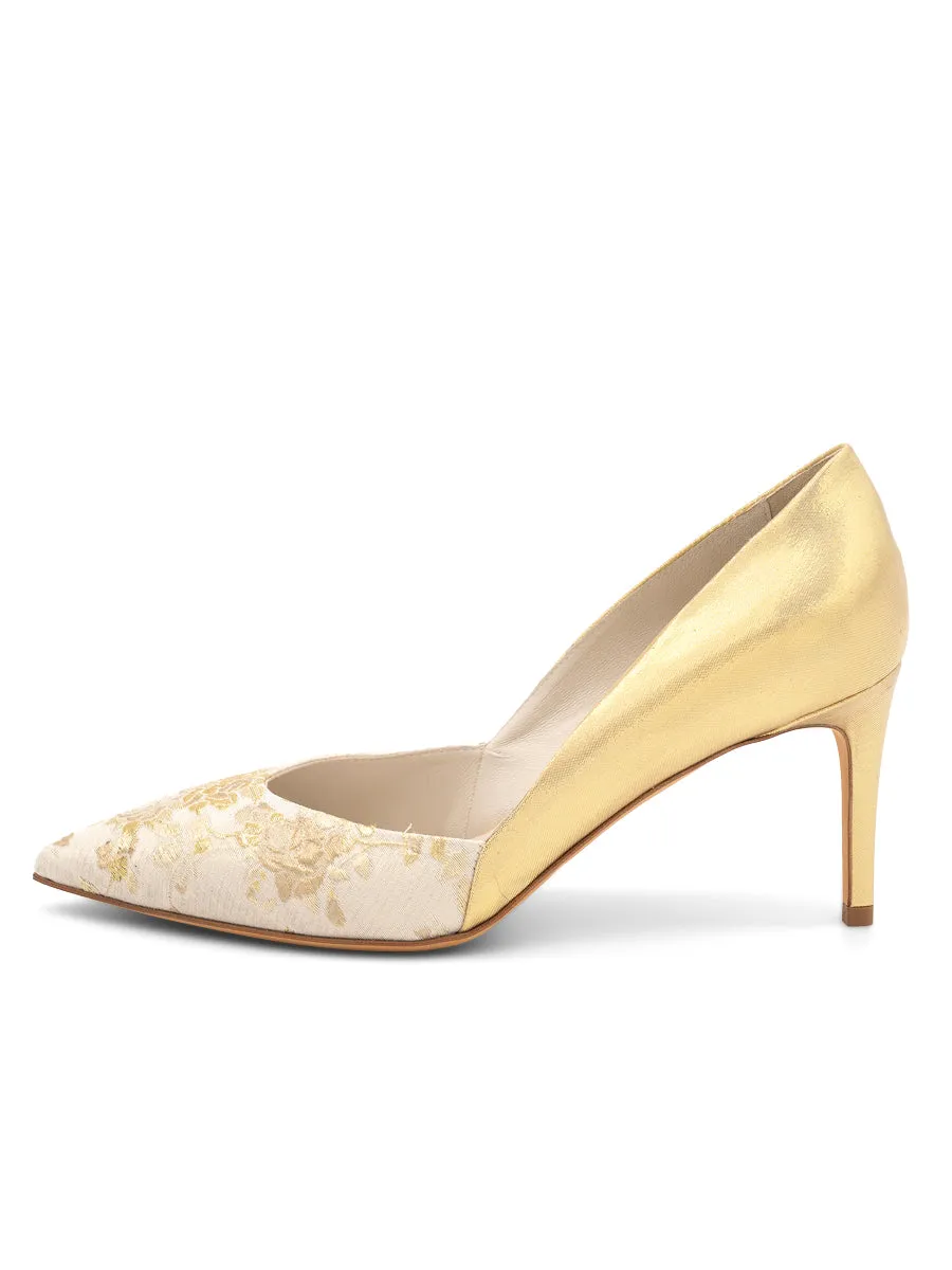 Anti - odor least hiking Seline Pointed Toe Pump Brocade