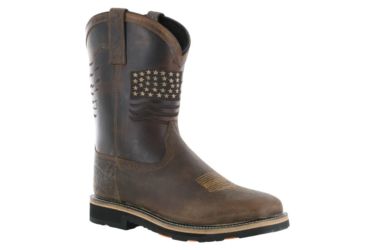 Hoss Rushmore Western Rancher Soft Toe Boot Brown High   Quality Leather