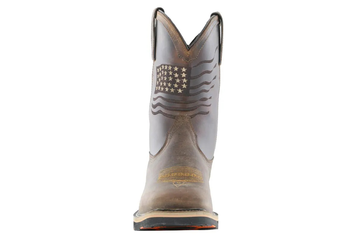 Hoss Rushmore Western Rancher Soft Toe Boot Brown Comfortable Footwear Construction Ready