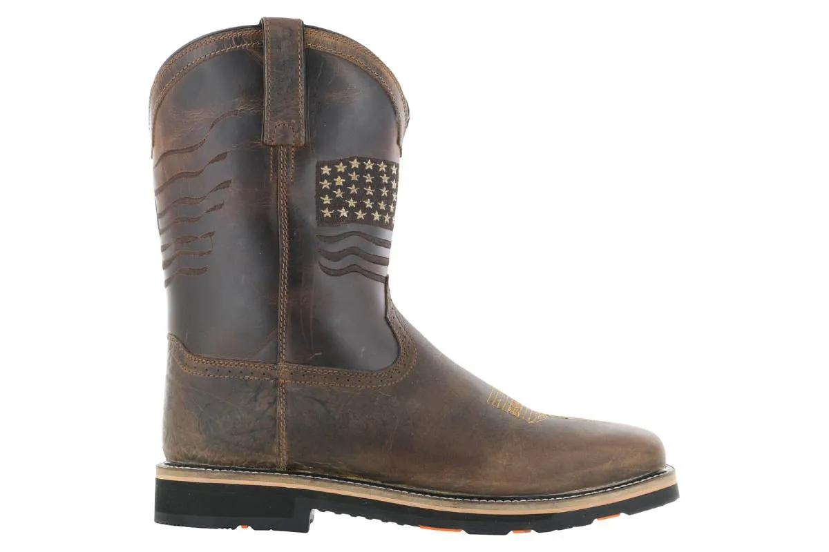 Chunk Heel Hoss Rushmore Western Rancher Soft Toe Boot Brown