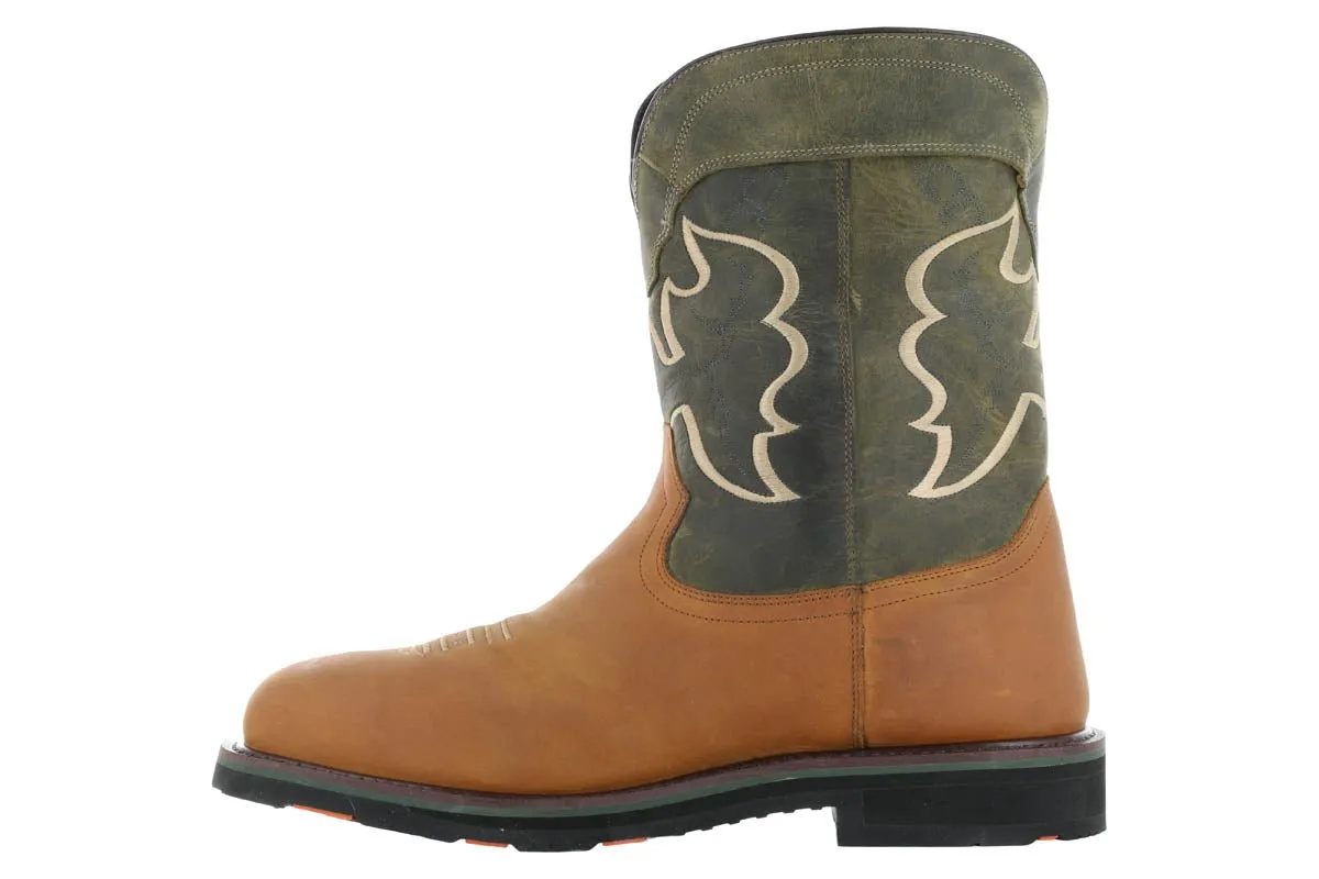 Leather Material Hoss Showdown Composite Toe Western Boot Olive