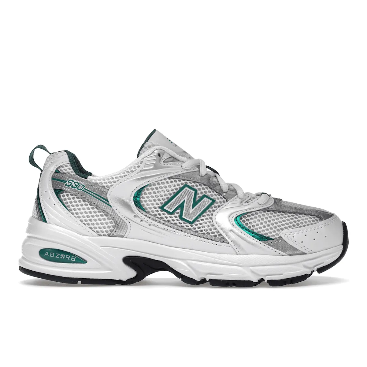 New Balance 530 White Silver Green Aerodynamic Form