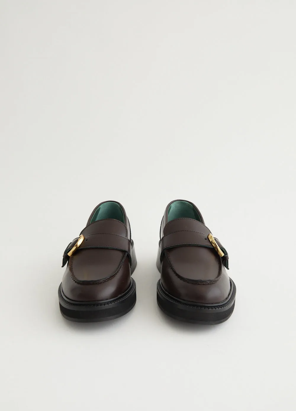 Heeled Townee Monk Loafers Sea Aqua Footstep Care