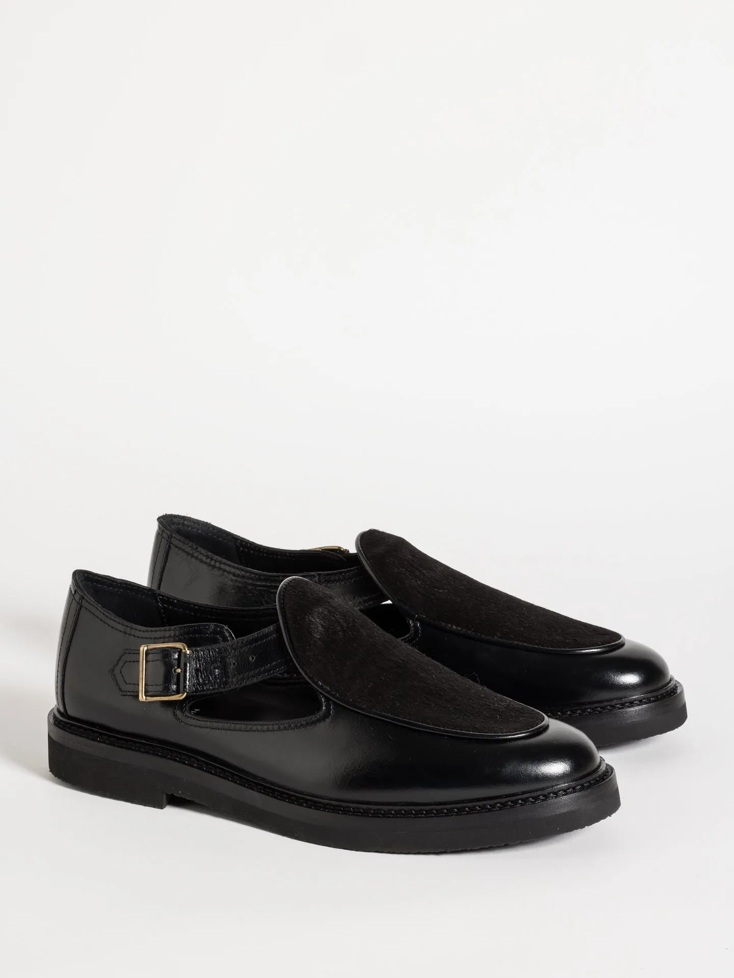 JO HAIRY CALF BLACK Polish Trim Executive Look
