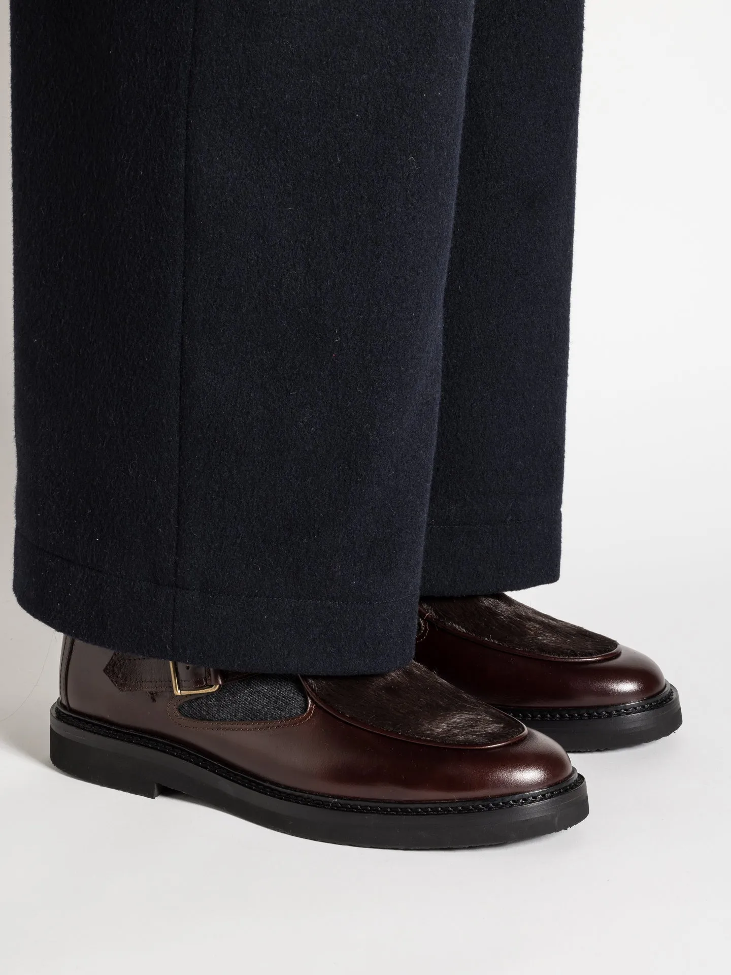 retro look JO HAIRY CALF DARK BROWN