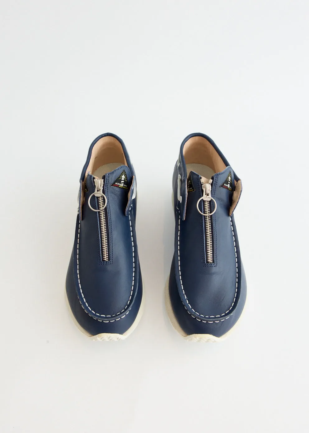 Leather Zip Deck Sneakers Shock - absorbing midsole
