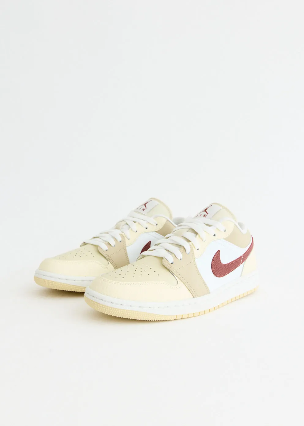 Slip In Porous Structure Women's Air Jordan 1 Low 'White Red Sepia' Sneakers