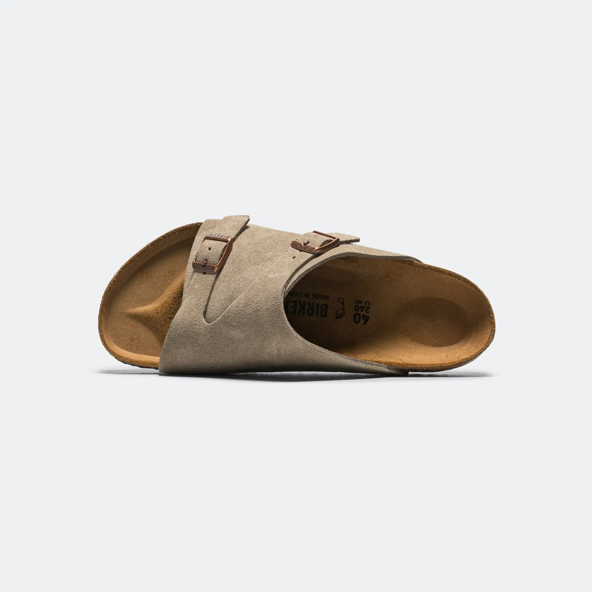 Zurich - Taupe Suede Leather Slip In Mid Heel