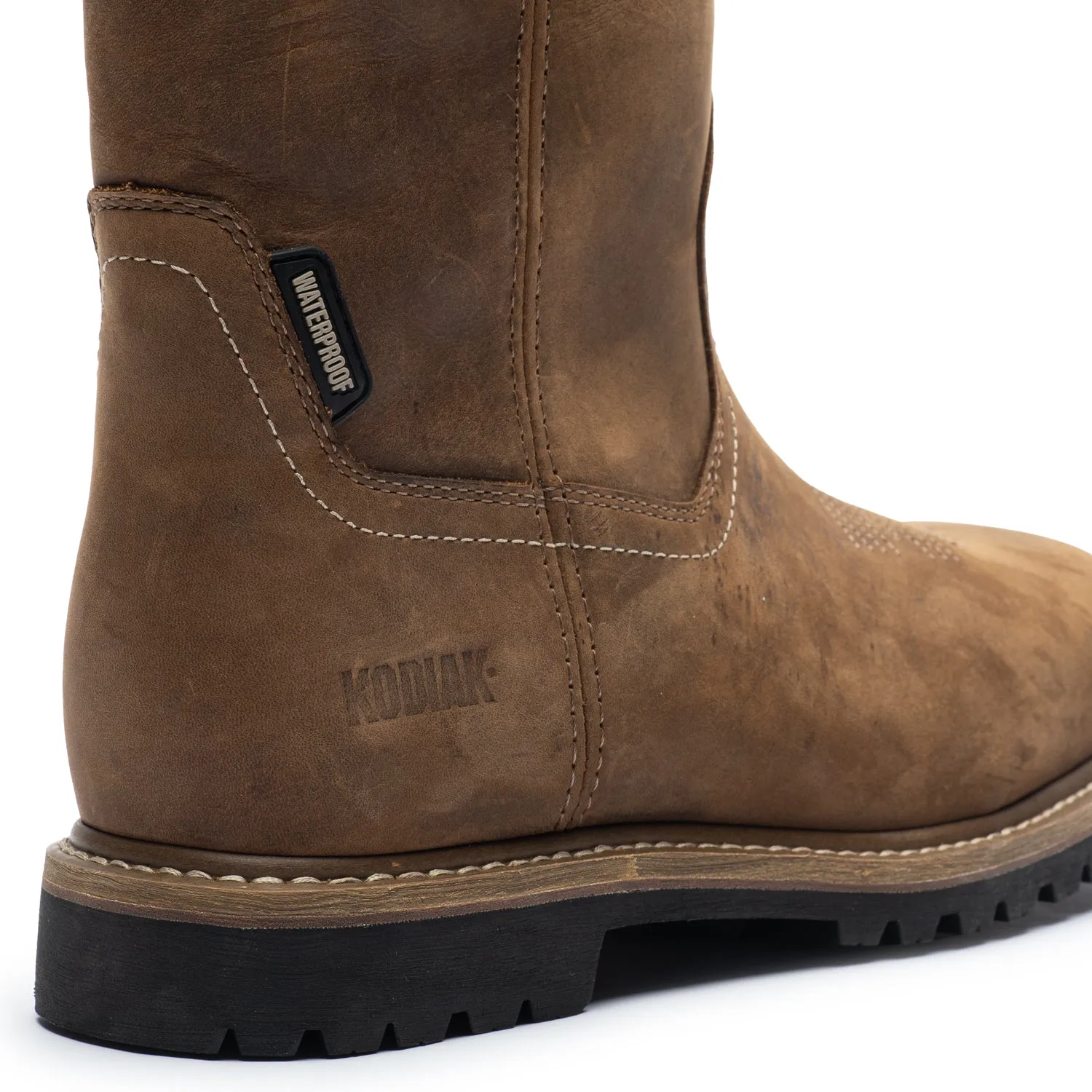Lundbreck Men's Waterproof 8" Pull-On Work Boots 837CBN SlipResistant