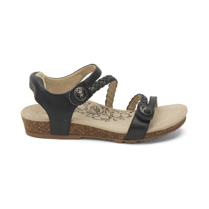 Light Build Active Day Womens Aetrex Jillian Braided Quarter Strap Sandal Navy