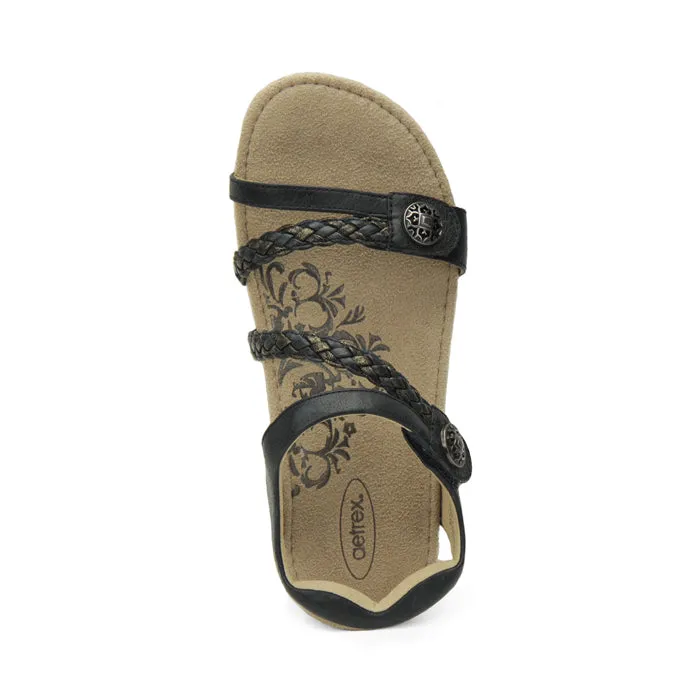 Beach Wear Womens Aetrex Jillian Braided Quarter Strap Sandal Navy