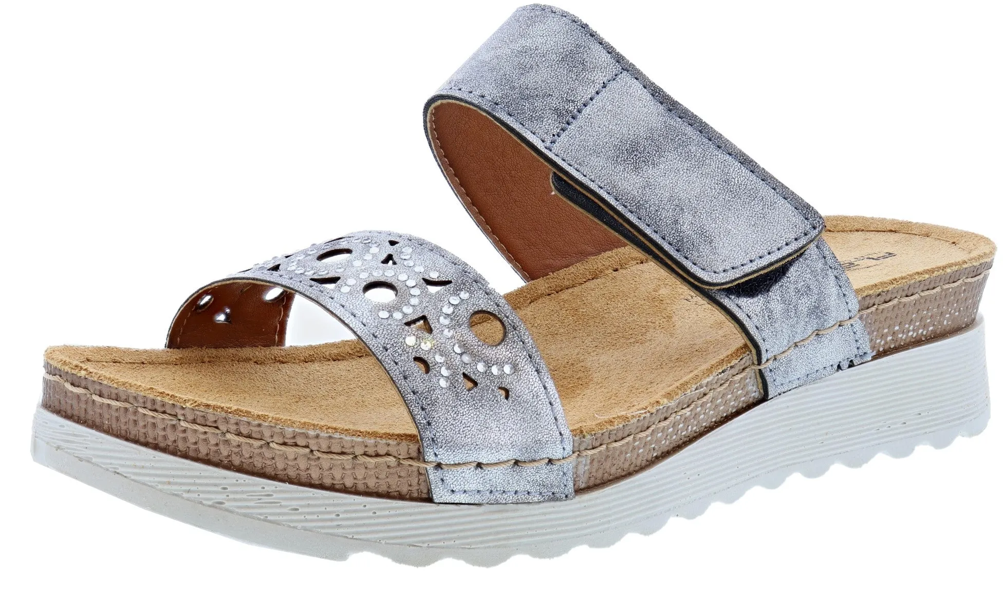 No Tightness Foam Comfort Flexus Women's Kalmia Comfortable Hook & Loop Slide Sandals
